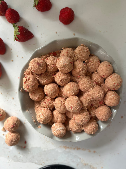 Strawberry cheesecake bliss balls
