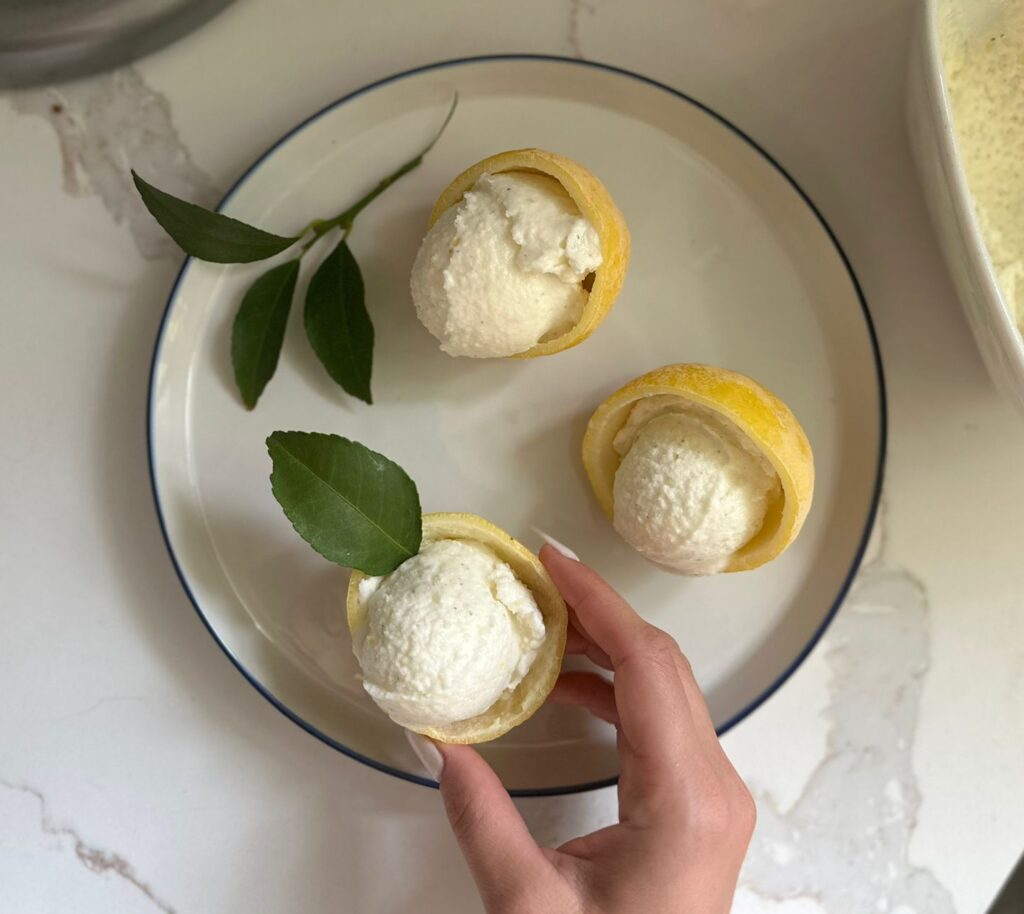 Lemon mint ice cream (parve)